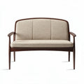 Canape en bois avec rembourrage en tissu beige dimensions 100 x 80 x 70cm