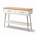 Console en bois avec deux tiroirs couleur blanche et dimensions 120 x 40 x 75cm
