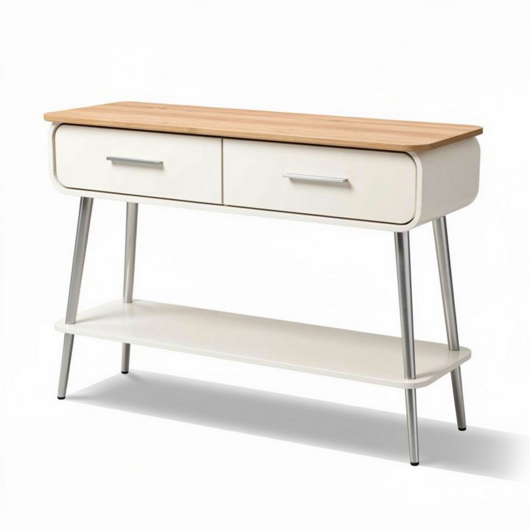 Console en bois avec deux tiroirs couleur blanche et dimensions 120 x 40 x 75cm