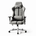 Chaise de bureau ergonomique en tissu gris avec soutien lombaire et appui-tête ajustable