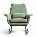 Fauteuil à bascule en tissu vert avec coussin taille 80 x 70 x 100cm
