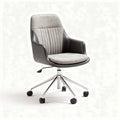 Chaise de bureau en simili cuir et tissu gris avec montant en métal chromé 50 x 60 x 90cm