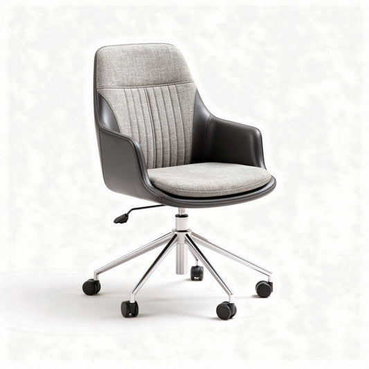 Chaise de bureau en simili cuir et tissu gris avec montant en métal chromé 50 x 60 x 90cm