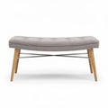 banc moderne en tissu gris avec pieds en bois 120 x 50 x 40cm