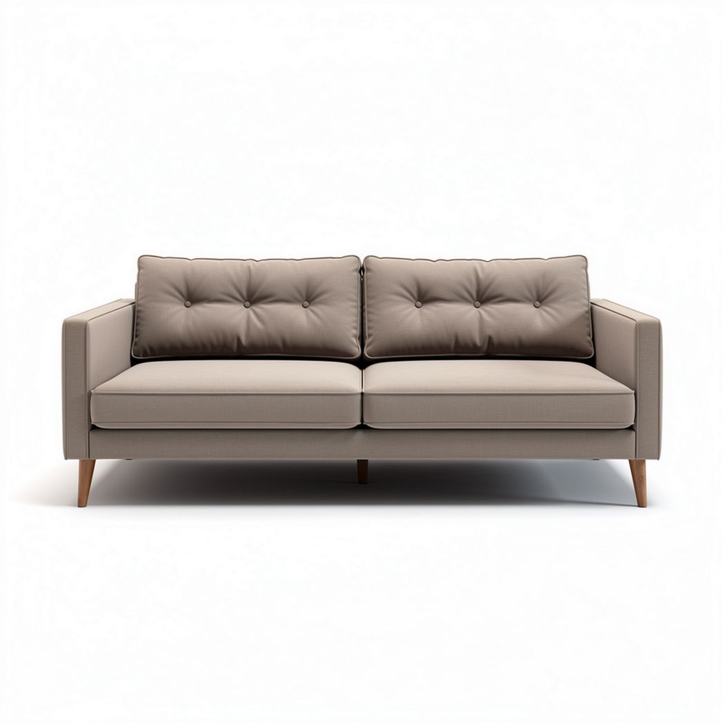 Canapé en tissu beige avec coussins rembourrés dimensions 180 x 80 x 70cm